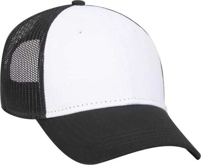 OTTO 65-1291 Youth 6 Panel Low Profile Baseball Cap - Black White Black