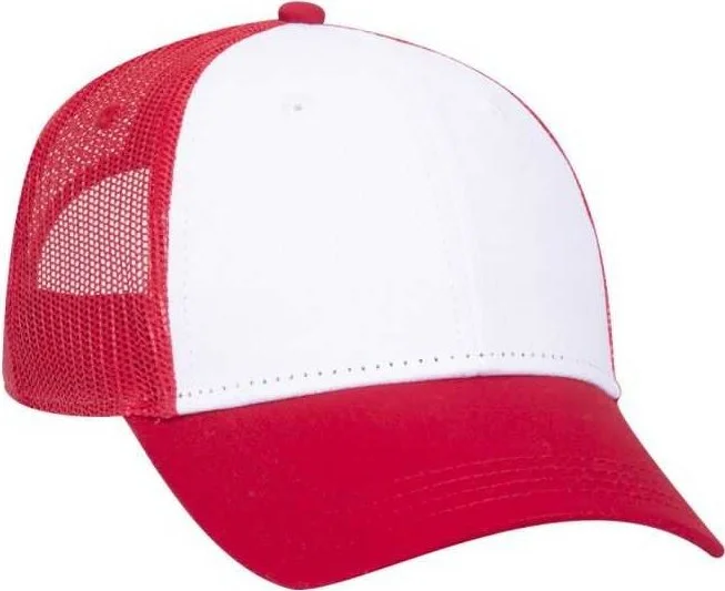 OTTO 65-1291 Youth 6 Panel Low Profile Baseball Cap - Red White Red