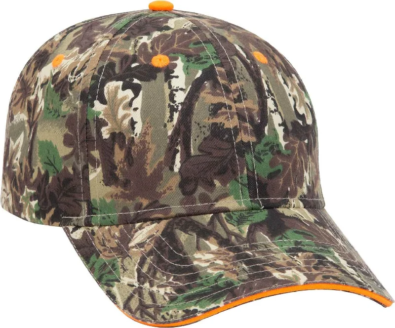 OTTO 71-602 Camouflage 6 Panel Low Profile Baseball Cap - Light Loden Brown Kelly