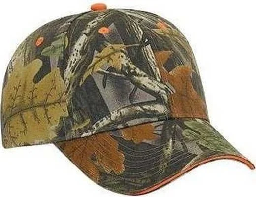 OTTO 71-841 Camouflage 6 Panel Low Profile Baseball Cap - Black DarkKhaki Charcoal Neon Orange