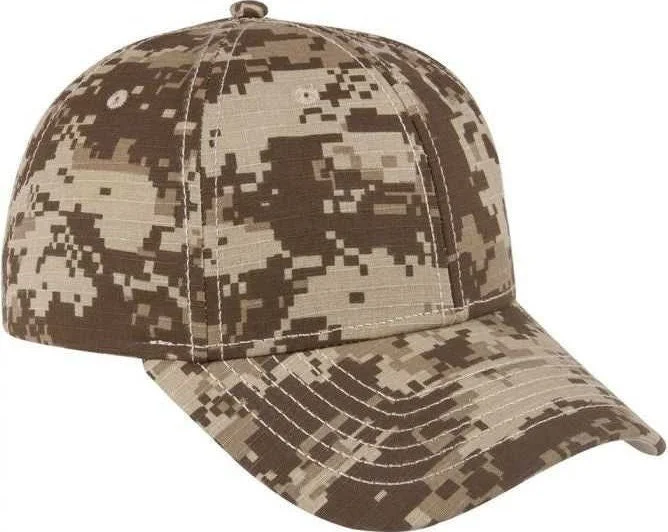 OTTO 78-1177 Digital Camouflage 6 Panel Low Profile Baseball Cap - Khaki Dark Olive Green DarkKhaki