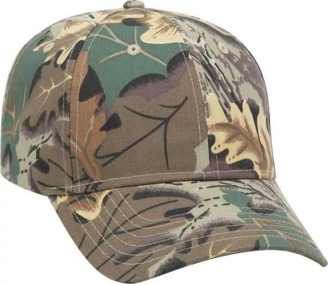 OTTO 78-353 Camouflage 6 Panel Low Profile Baseball Cap - Khaki Brown Light Olive Green