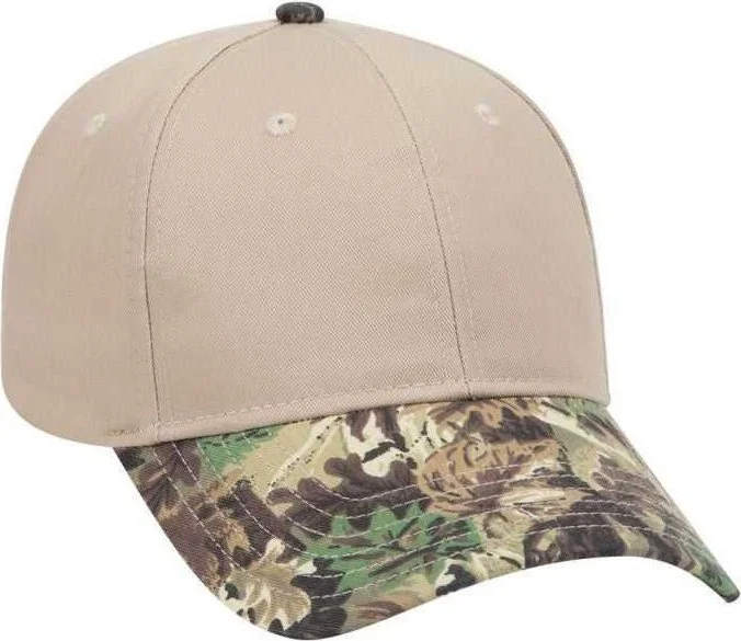 OTTO 78-754 Camouflage 6 Panel Low Profile Baseball Cap - Light Loden Brown Kelly Khaki