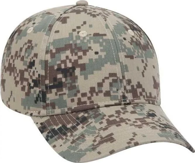 OTTO 78-776 Digital Camouflage 6 Panel Low Profile Baseball Cap - Khaki Brown Black