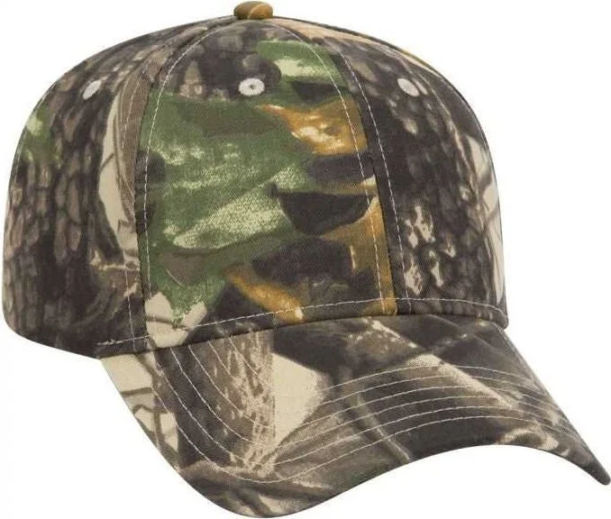 OTTO 78-835 Camouflage 6 Panel Low Profile Baseball Cap - Khaki Black Dark Green