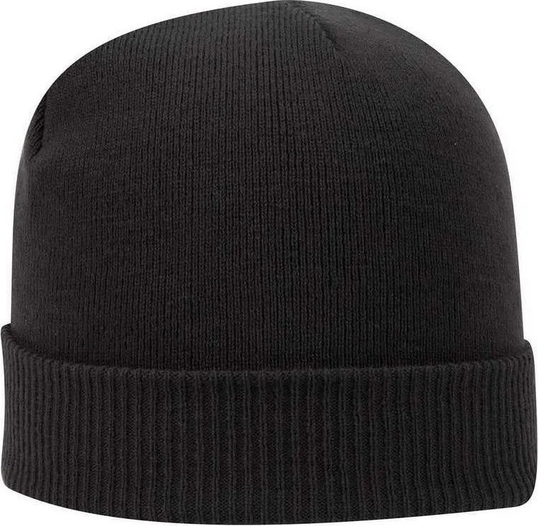 OTTO 82-1238 100% Acrylic Ribbed Cuff Knit Beanie - Black