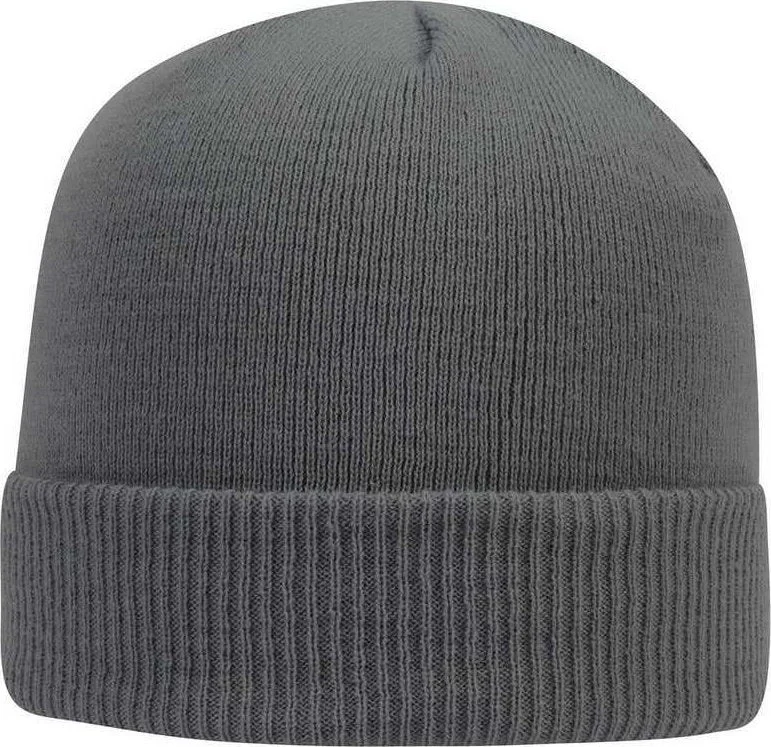 OTTO 82-1238 100% Acrylic Ribbed Cuff Knit Beanie - Charcoal Gray