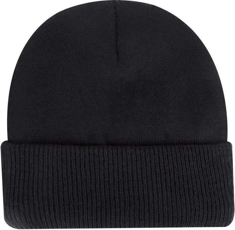 OTTO 82-1316 12 Classic Knit Beanie with Inside Fleece Lining Rib Knit Cuff - Black