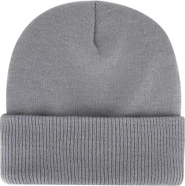 OTTO 82-1316 12 Classic Knit Beanie with Inside Fleece Lining Rib Knit Cuff - Gray