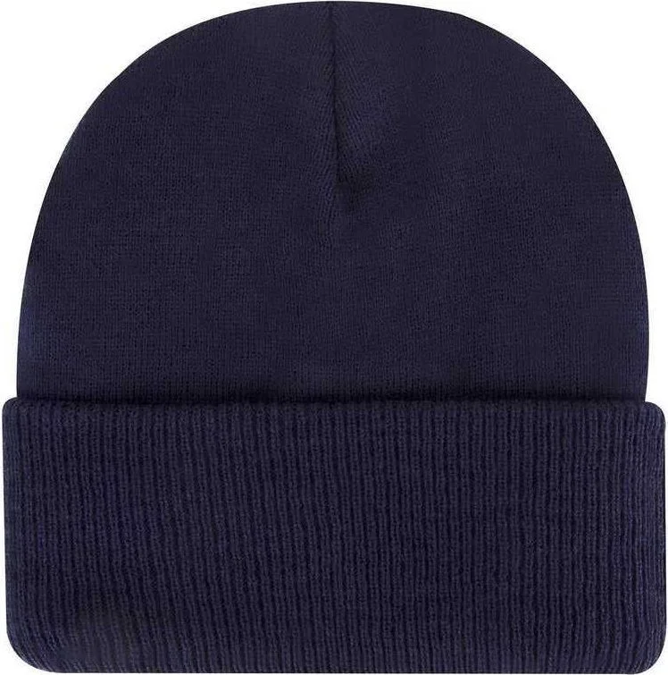 OTTO 82-1316 12 Classic Knit Beanie with Inside Fleece Lining Rib Knit Cuff - Navy