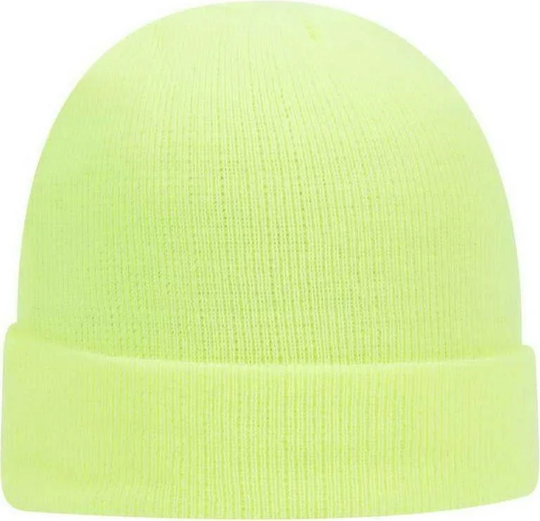 OTTO 82-404 100% Acrylic Knit Beanie Cap 12" - Neon Yellow