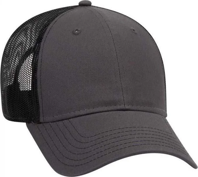 OTTO 83-1239  6 Panel Low Profile Mesh Back Trucker Hat - Charcoal Charcoal Black