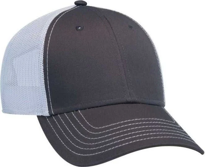 OTTO 83-1239  6 Panel Low Profile Mesh Back Trucker Hat - Charcoal Charcoal White