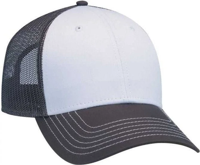 OTTO 83-1239  6 Panel Low Profile Mesh Back Trucker Hat - Charcoal White Charcoal