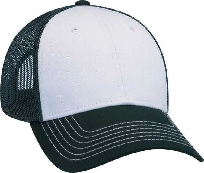 OTTO 83-1239  6 Panel Low Profile Mesh Back Trucker Hat - Dark Green White Dark Green