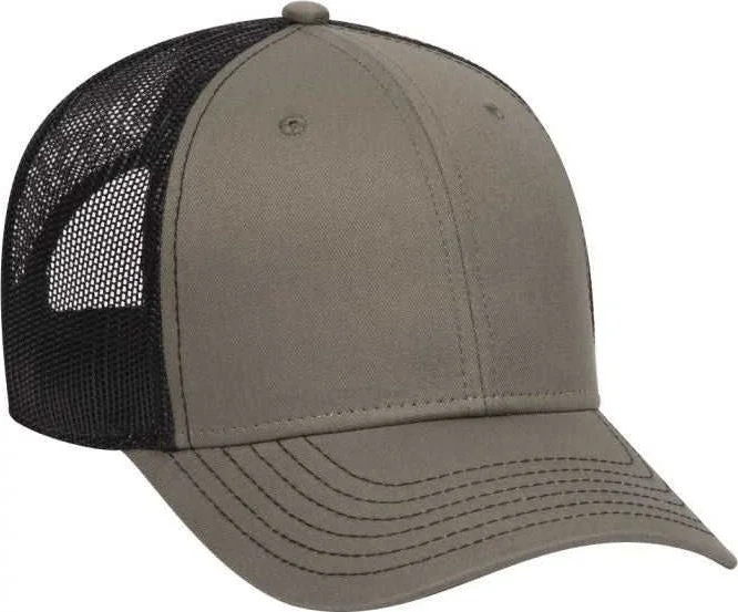 OTTO 83-1239  6 Panel Low Profile Mesh Back Trucker Hat - Olive Green  Olive Green Black