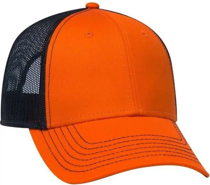 OTTO 83-1239  6 Panel Low Profile Mesh Back Trucker Hat - Orange Orange Black