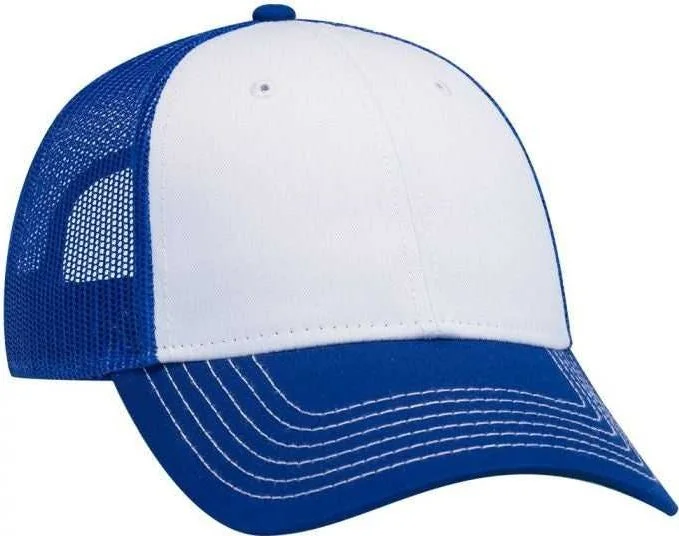 OTTO 83-1239  6 Panel Low Profile Mesh Back Trucker Hat - Royal White Royal