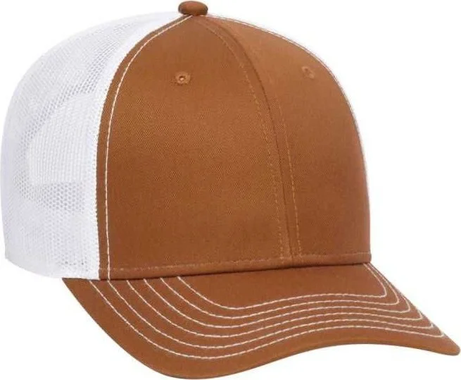 OTTO 83-1239  6 Panel Low Profile Mesh Back Trucker Hat - Texas Orange Texas Orange White