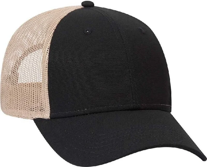 OTTO 83-1273 Cotton Canvas Mesh Back Low Profile Baseball Cap - Black Black Charcoal