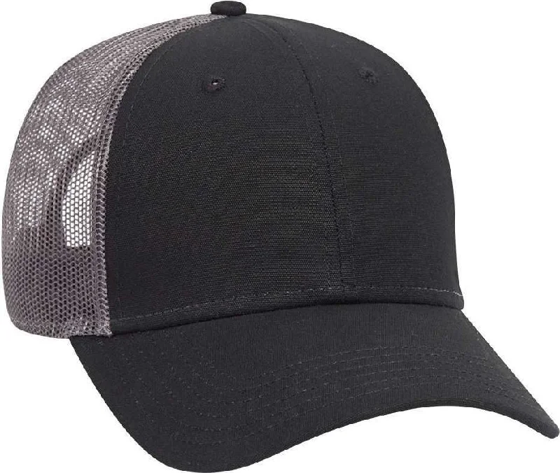 OTTO 83-1273 Cotton Canvas Mesh Back Low Profile Baseball Cap - Black Black White