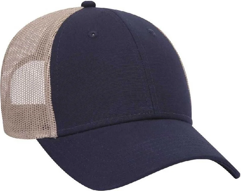 OTTO 83-1273 Cotton Canvas Mesh Back Low Profile Baseball Cap - Navy Navy Khaki