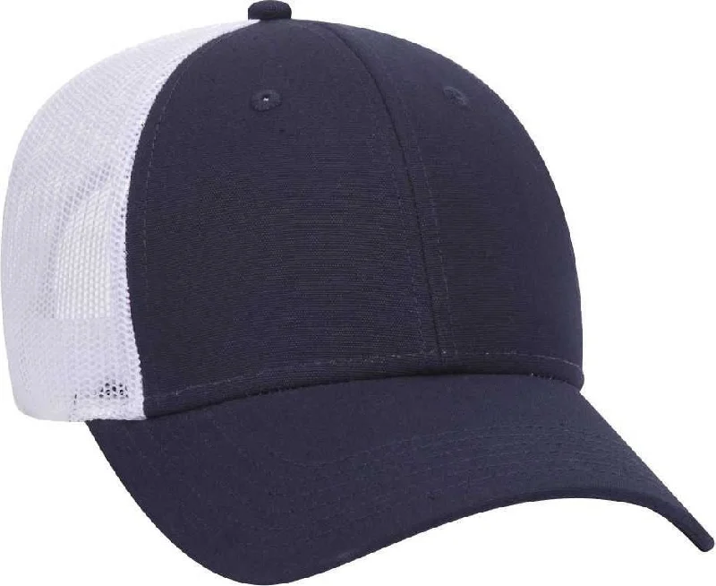 OTTO 83-1273 Cotton Canvas Mesh Back Low Profile Baseball Cap - Navy Navy White