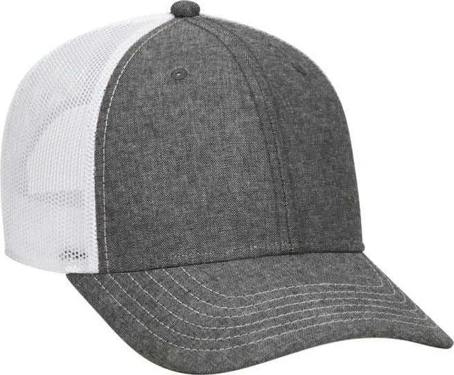 OTTO 83-1279 6 Panel Low Profile Mesh Back Trucker Hat - Black White