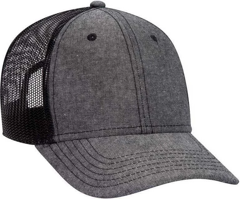 OTTO 83-1279 6 Panel Low Profile Mesh Back Trucker Hat - Black