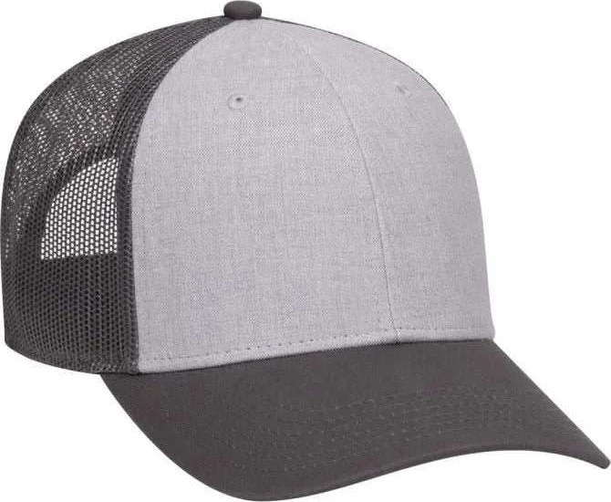 OTTO 83-1300  6 Panel Low Profile Mesh Back Trucker Hat - CharcoalGray Heather Gray CharcoalGray