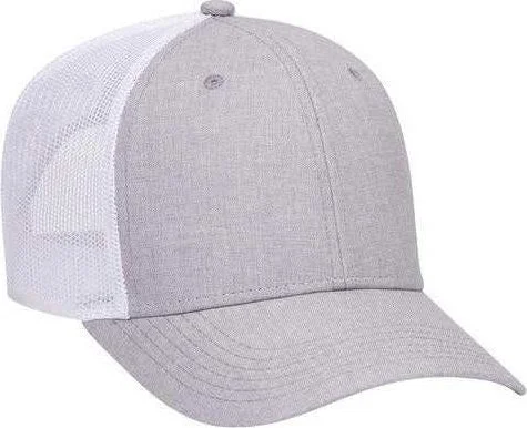 OTTO 83-1300  6 Panel Low Profile Mesh Back Trucker Hat - HeatherGray HeatherGray White