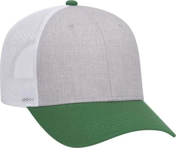 OTTO 83-1300  6 Panel Low Profile Mesh Back Trucker Hat - Kelly Heather Gray White