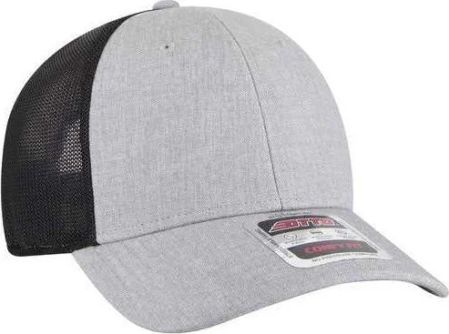 OTTO 83-1312 Comfy Fit 6 Panel Low Profile Mesh Back Trucker Cap - Heather Gray Heather Gray Black