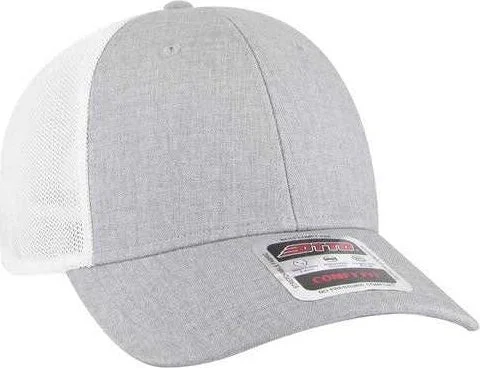 OTTO 83-1312 Comfy Fit 6 Panel Low Profile Mesh Back Trucker Cap - HeatherGray HeatherGray White