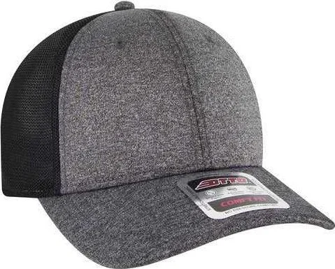 OTTO 83-1313 Comfy Fit 6 Panel Low Profile Mesh Back Trucker Cap - Heather Black Heather Black Black