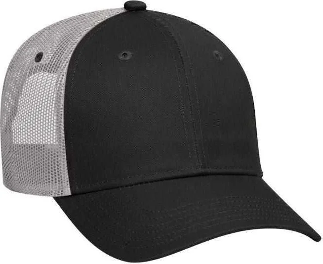 OTTO 83-473 Cotton Twill Low Profile Pro Style Mesh Back Cap with 6 Embroidered Eyelets - Black Black Gray