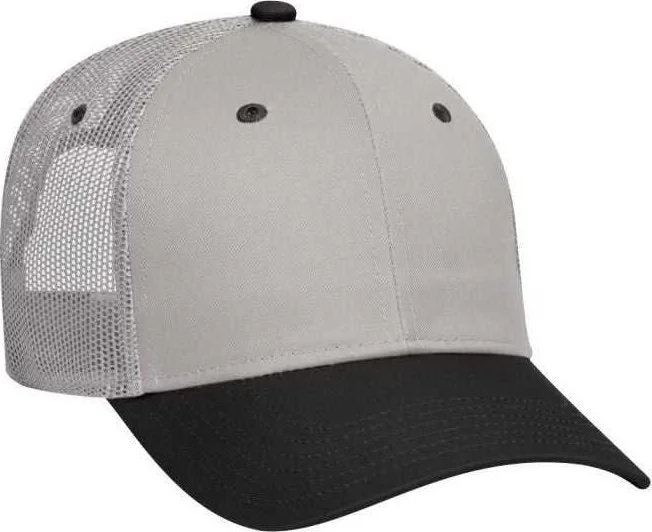 OTTO 83-473 Cotton Twill Low Profile Pro Style Mesh Back Cap with 6 Embroidered Eyelets - Black Gray