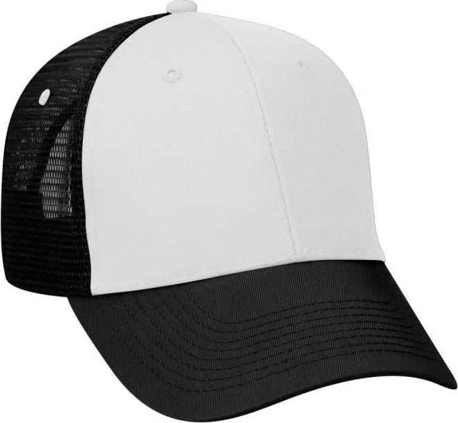 OTTO 83-473 Cotton Twill Low Profile Pro Style Mesh Back Cap with 6 Embroidered Eyelets - Black White Black