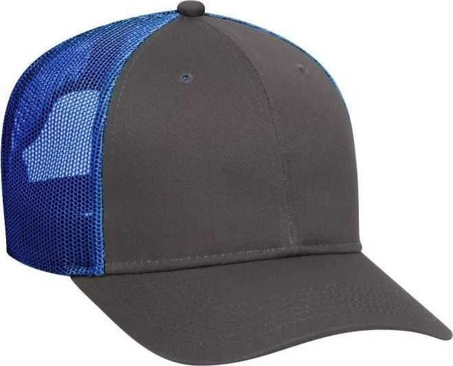 OTTO 83-473 Cotton Twill Low Profile Pro Style Mesh Back Cap with 6 Embroidered Eyelets - Charcoal Charcoal Royal