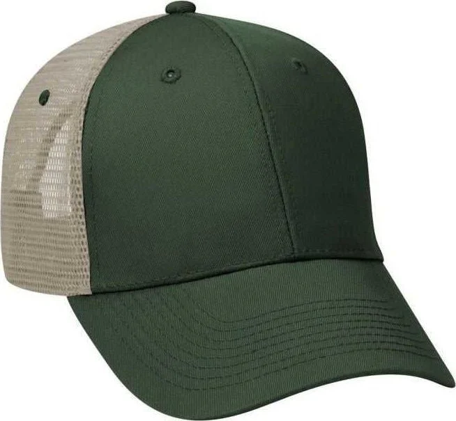 OTTO 83-473 Cotton Twill Low Profile Pro Style Mesh Back Cap with 6 Embroidered Eyelets - Dark Green Dark Green Khaki