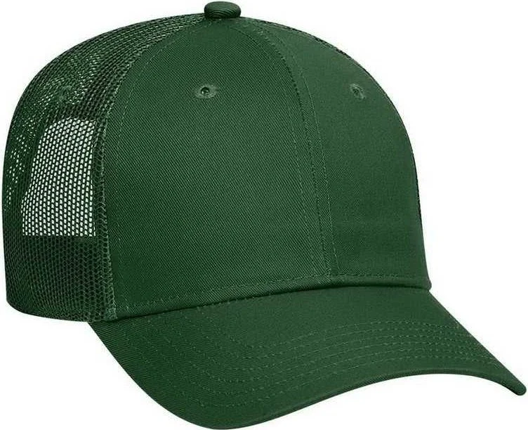 OTTO 83-473 Cotton Twill Low Profile Pro Style Mesh Back Cap with 6 Embroidered Eyelets - Dark Green