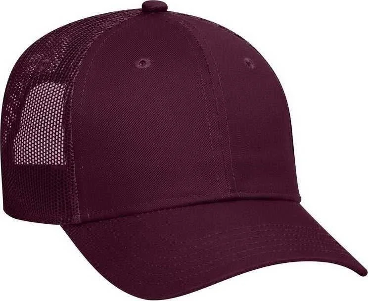 OTTO 83-473 Cotton Twill Low Profile Pro Style Mesh Back Cap with 6 Embroidered Eyelets - Maroon