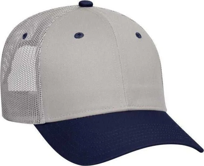 OTTO 83-473 Cotton Twill Low Profile Pro Style Mesh Back Cap with 6 Embroidered Eyelets - Navy Gray