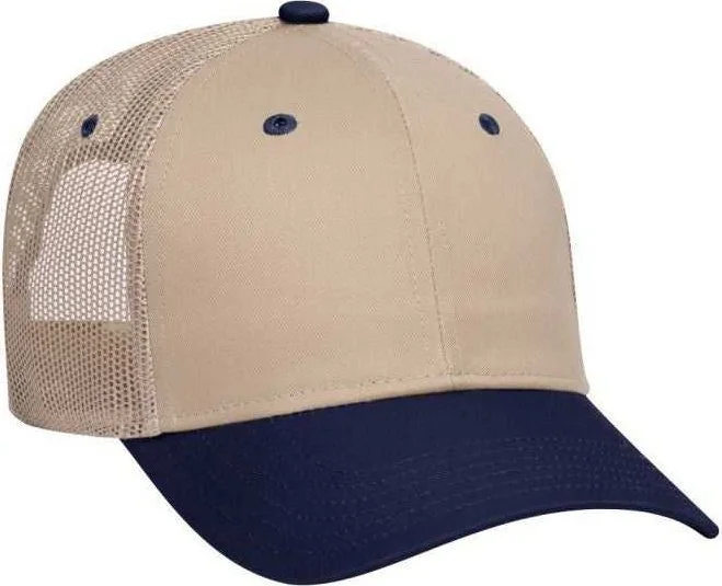 OTTO 83-473 Cotton Twill Low Profile Pro Style Mesh Back Cap with 6 Embroidered Eyelets - Navy Khaki