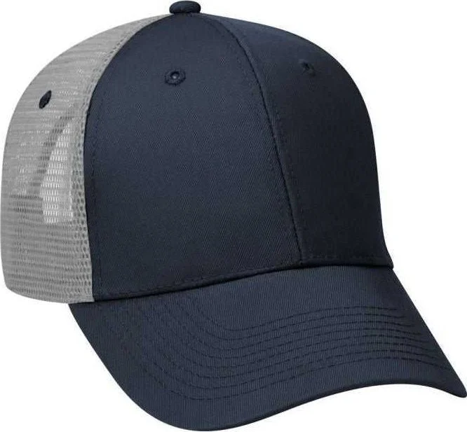 OTTO 83-473 Cotton Twill Low Profile Pro Style Mesh Back Cap with 6 Embroidered Eyelets - Navy Navy Gray