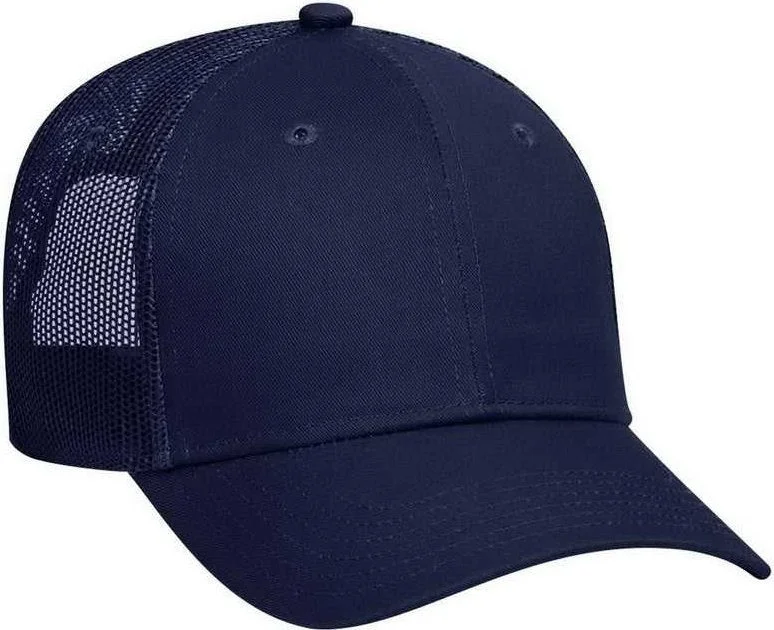 OTTO 83-473 Cotton Twill Low Profile Pro Style Mesh Back Cap with 6 Embroidered Eyelets - Navy