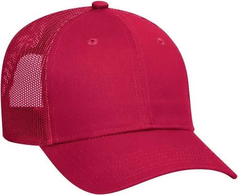 OTTO 83-473 Cotton Twill Low Profile Pro Style Mesh Back Cap with 6 Embroidered Eyelets - Red