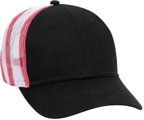 OTTO 88-1280  6 Panel Low Profile Mesh Back Trucker Hat - Black White