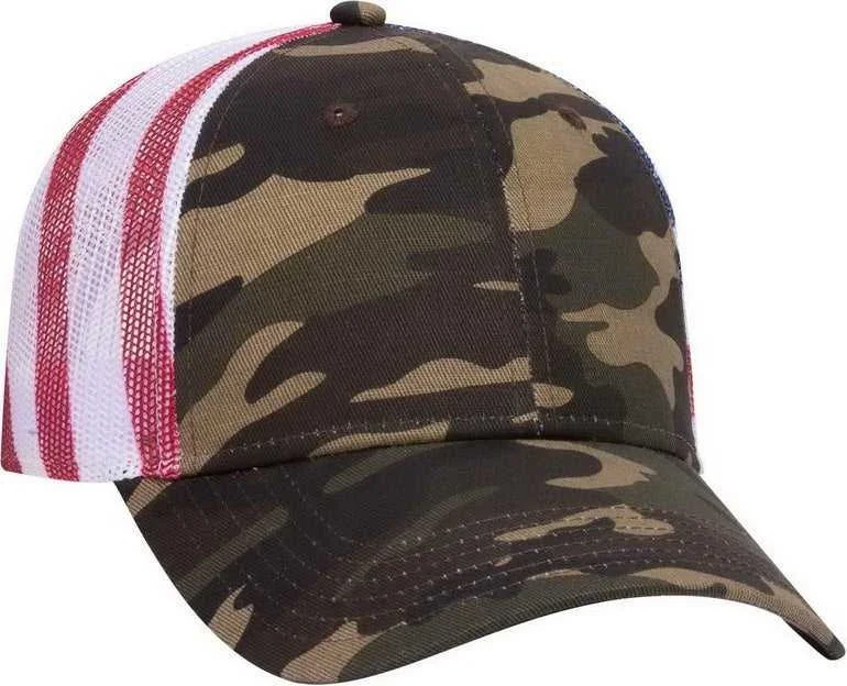 OTTO 88-1280  6 Panel Low Profile Mesh Back Trucker Hat - Camo16