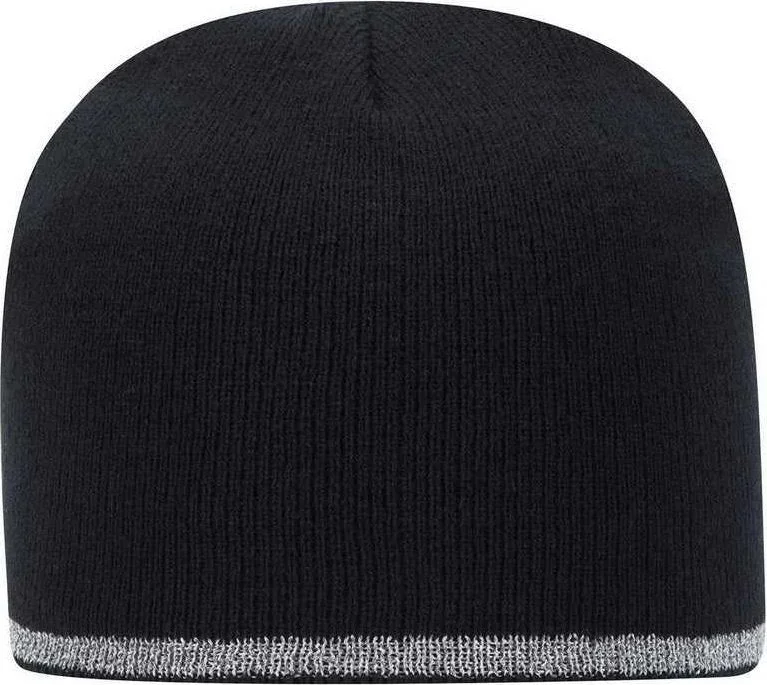 OTTO 91-1237 100% Acrylic 8" Reflective Beanie - Black